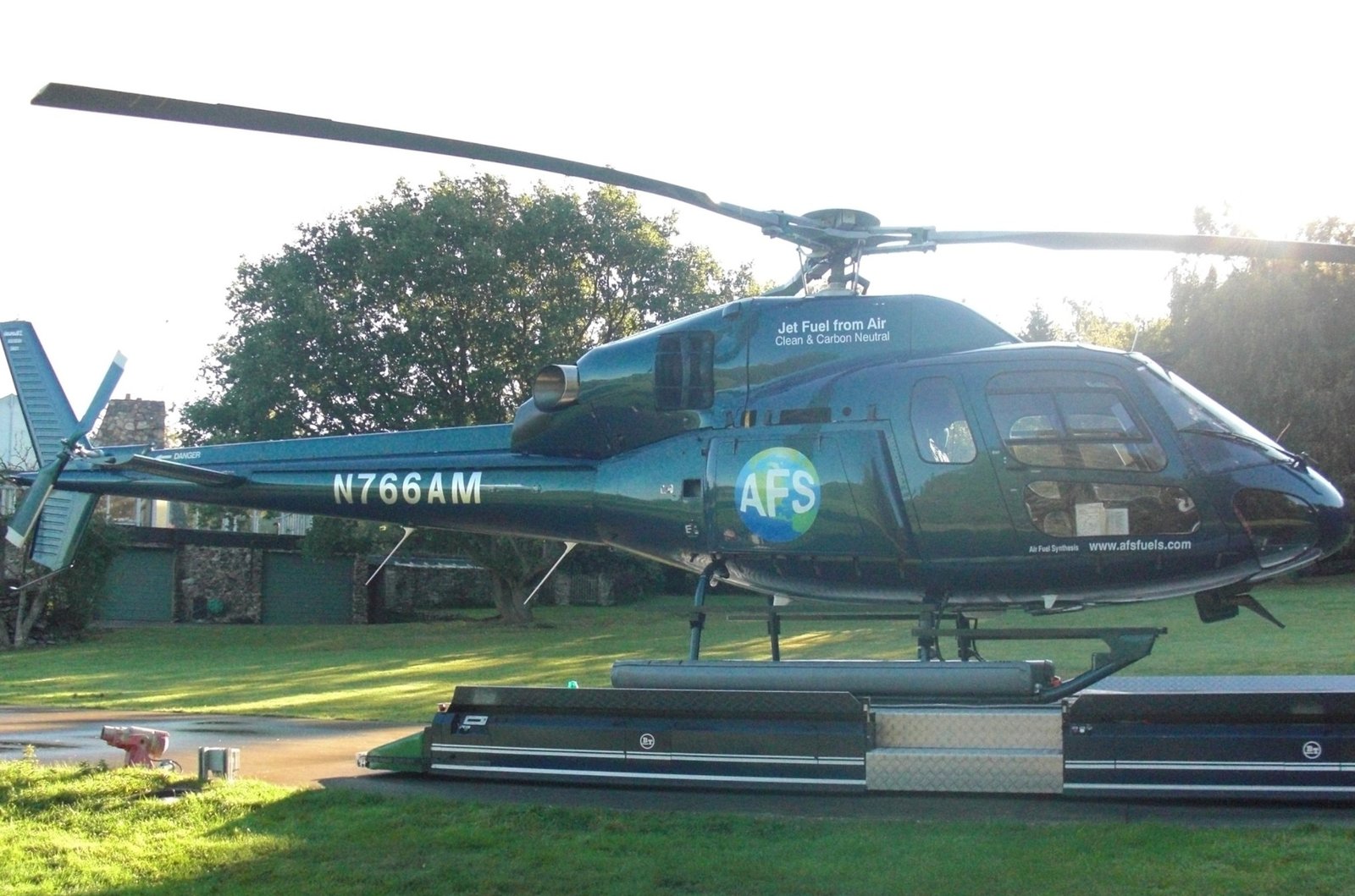 AFS helicopter using jet fuel from air